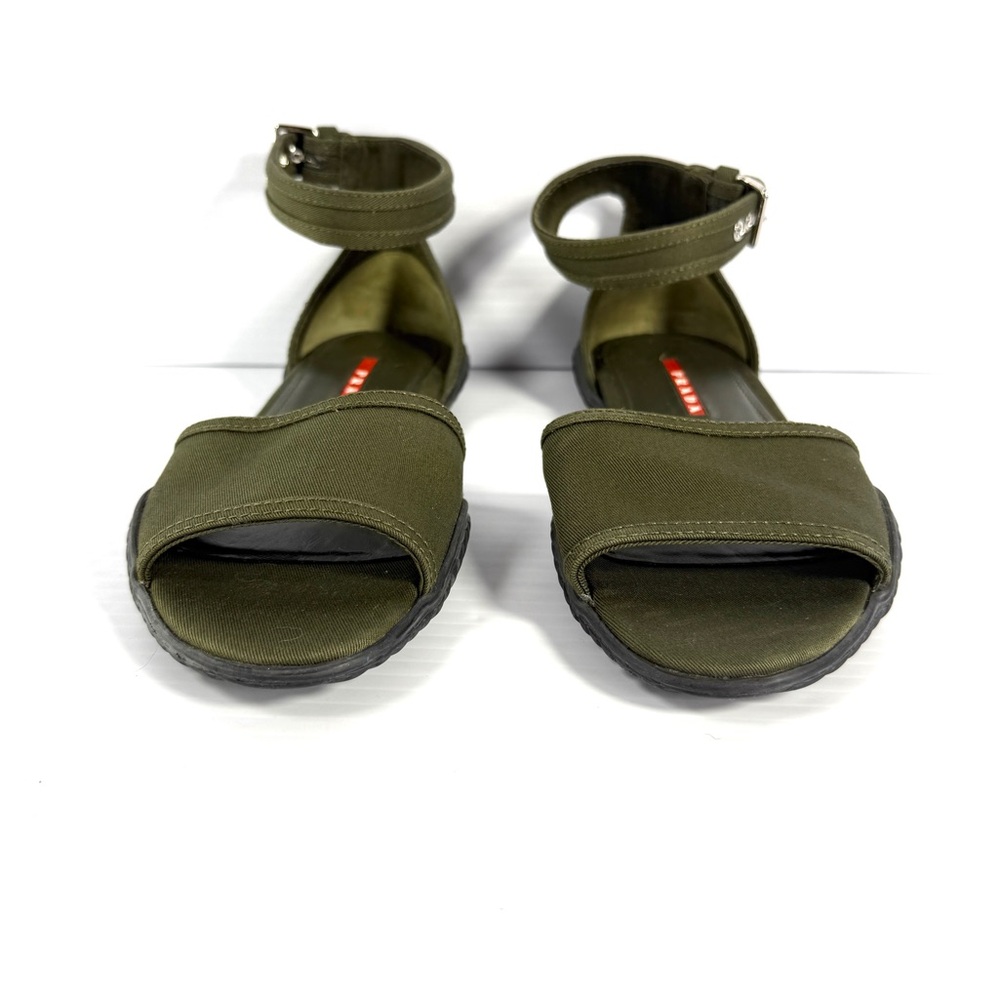 Prada Linea Rossa Gabardine Ankle-Strap Flat Sandals - Picture 2 of 12